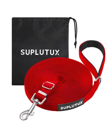 Suplutux drag line 3M for dogs with storage bags robust dog leash for large dogs and small dogs training lines with D-carabiner and grip pad (red) red 3M