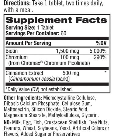 Natrol Cinnamon Chromium Biotin Tablets - 60 Count for Metabolism Support - Buy Online on GoSupps.com