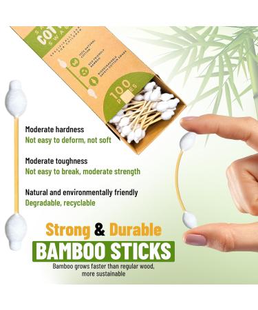 Biodegradable Bamboo Cotton Swabs for Babies | Safe Organic Ear Cleaning & Makeup | Eco-Friendly 100pcs Pack - Buy Online on GoSupps.com