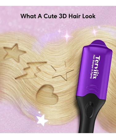 Terviiix Hair Crimper & 3D Hair Stamper with 4 Interchangeable Plates Including Zigzag & 3 Fun Patterns Crimper Hair Tool for Hair Keratin & Argan Oil Infused Crimping Iron for Volume Purple - Buy Online on GoSupps.com