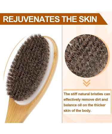 Long Handle Exfoliating Back Scrubber with Natural Bristles - 16.7 Inches Bamboo Body Brush for Wet/Dry Brushing - Back Washer Bath Tool for Men & Women - Buy Online on GoSupps.com