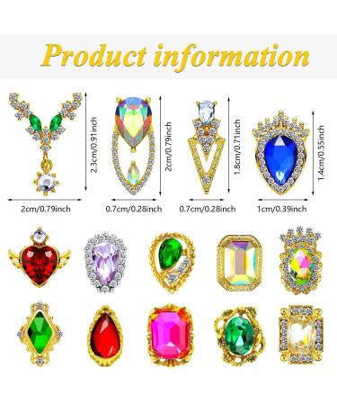 84 Pieces 3D Nail Charms Gold Heart Drop Rhinestones Art for Acrylic Nails - Colorful Crystals and Big Gems - DIY Nail Decorations for Women and Girls - 42 Styles (Bright Style) - Buy Online on GoSupps.com