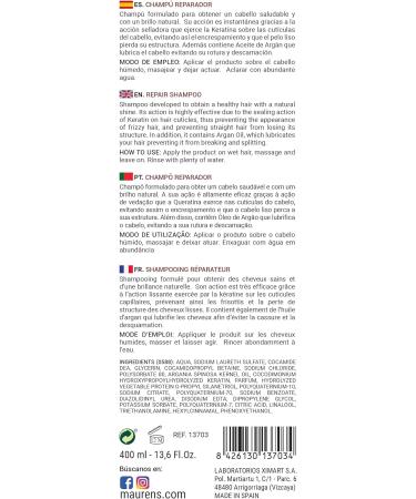  MAURENS Maurens Keratin Concept Repairing Shampoo with Keratin Argan Oil and Plant Proteins 400 ml - Buy Online on GoSupps.com