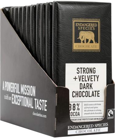 Endangered Species Panther Dark Chocolate (88%) 3-Ounce Bars (Pack of 12) - Buy Online on GoSupps.com