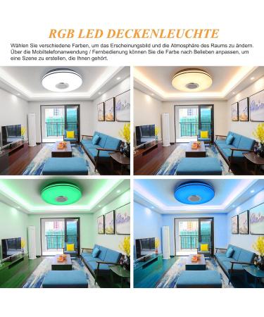 Milfech 36W Dimmable LED Ceiling Lamp with Bluetooth Speaker & Remote Control - RGB Color Change for Bedroom Children's Room & Living Room - Buy Online on GoSupps.com