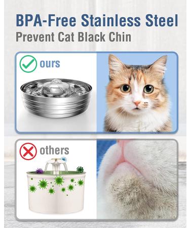 Stainless Steel Cat Water Fountain 3.6L - Automatic Pet Fountain for Dogs and Cats - Ultra-Quiet Pump - Multiple Pet Water Bowl Dispenser - Sliver - Buy Online on GoSupps.com