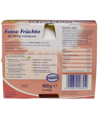 Bebivita Peach-Banana & Apple Puree - Pack of 6 (4x100g) | Healthy Baby Food - Buy Online Internationally - Buy Online on GoSupps.com