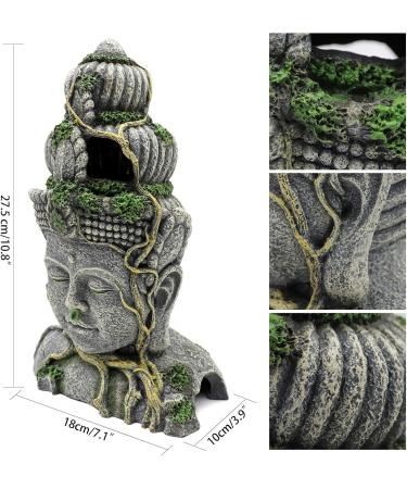 Large Muyirted Buddha Aquarium Decoration Cave | Green Moss Plant Covered Stone Ornament for Aquariums - 27 - Buy Online on GoSupps.com