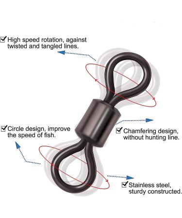 Fishing Rolling Barrel Swivels 500pcs Stainless Steel - Terminal Tackle for Saltwater/Freshwater - Size 30-97Lbs - Buy Online on GoSupps.com