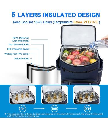 Simaixing 41L Navy Blue Backpack Cooler - Leak Proof, Insulated, Large Capacity Ice Chest - Waterproof Soft Cooler Bag for Men, Women - Ideal for Beach, Camping, Hiking - Holds 45 Cans - Buy Online on GoSupps.com