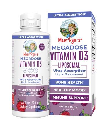 MaryRuth Organics Megadose Vitamin D3 Liposomal | Vitamin D 4000 IU | Ultra Absorption | Immune Support for Adults | Bone Health | VIT D3 | Vegan | Sugar Free | Gluten Free | Non-GMO | 45 Servings
