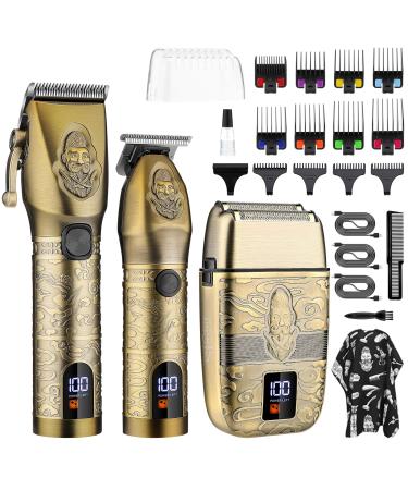 AMULISS Professional Hair Clippers Trimmer & Electric Foil Shavers Set Beard Trimmer for Men Cordless T-Blade Hair Trimmer Electric Razor Men's Beard Grooming Kit