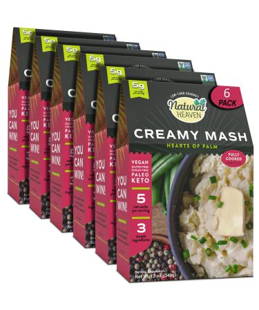 Natural Heaven Hearts of Palm Creamy Mash | Gluten-Free | 7g of Carbs | Keto | Paleo | Vegan | Vacuum Packed (12 Ounce – 6 Count)