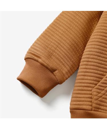 PatPat Toddler Hoodie | Solid Textured Hooded Sweatshirt with Pocket | Brown | 1-2 Years - Buy Online on GoSupps.com