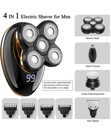 Kibiy Electric Shaver for Men - Rechargeable Bald Head Shaver and Grooming Kit - Wet/Dry Rotary Shaver with Nose Trimmer and Hair Clipper - Father's Day Gift (Yellow) - Buy Online on GoSupps.com