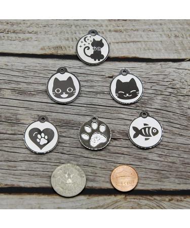 Engraved Stainless Steel Cat ID Tag with 4 Lines of Personalized Text - Round Moon Design - Buy Online on GoSupps.com