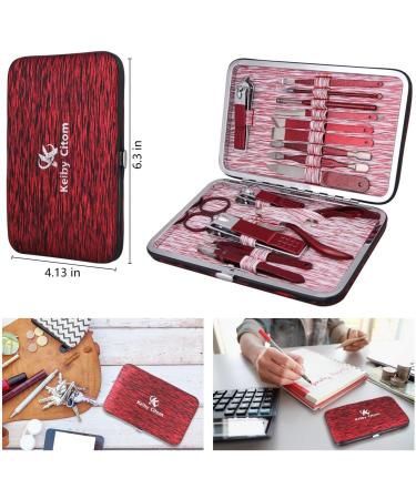 Professional 16-Piece Manicure Set - Stainless Steel Nail Clippers & Pedicure Tools for Women in Ruby Red - Ideal for Travel or Home Grooming - Buy Online on GoSupps.com