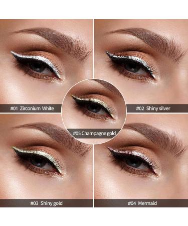 LAMUSELAND Glitter Liquid Eyeliner Set - 5 Colors Metallic Shimmer Pigment Eye Liner Pen - Waterproof Long Lasting Eyeshadow Makeup - Diamond Shape - 5pcs - Buy Online on GoSupps.com