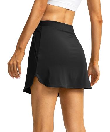 Women's Zipper Pocket Tennis Skirt - Athletic Golf Skort for Running & Casual Wear (Black, Medium) - Buy Online on GoSupps.com