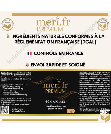 Meri.fr PREMIUM Formule la L-carnitine aide combattre les exces de poids - Buy Online on GoSupps.com