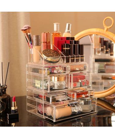 Cq acrylic Clear Makeup Organizer Set - Stackable Storage Case with 7 Drawers for Beauty Skincare, Jewelry and Hair Accessories - Medium Size, Set of 3 - Buy Online on GoSupps.com