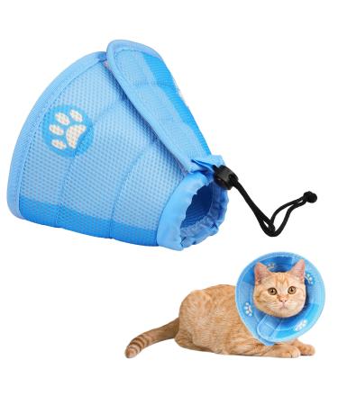 Halskrause cat adjustable collar: restoring collar soft protective non protective collar for cats puppies small dogs (m) m blue