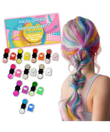 Craie Cheveux Enfant 10 Lavables Craie pour Cheveux Teinture Cheveux Temporaire Cadeaux de No l D'anniversaire pour Enfants Cadeaux Fille de 4 15 Ans Rouge + Rose Rouge + Blond + Violet + Vert + Blanc + Orange + Bleu + Gris + Rose