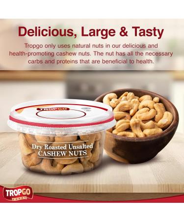 Tropgo Roasted Unsalted Cashews 180g Tub - Cashew Nuts in Resealable and Recyclable Tub - Wholesome Trail Mix with Fibre Protein and Essential Minerals - Healthy Snacks for All Ages - Buy Online on GoSupps.com