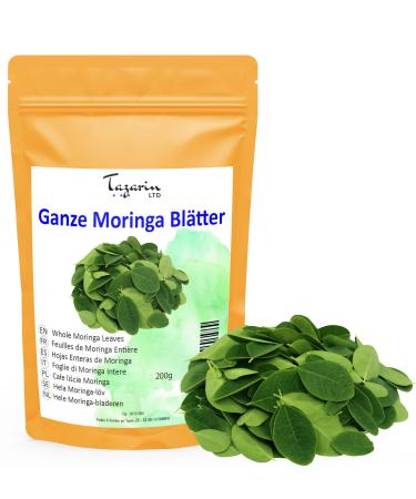 Tazarin LTD 200g Whole Moringa Leaves PREMIUM PLUS - Moringa Infusion Moringa Herbal Tea Moringa Tea - Nutritious - 100% Natural