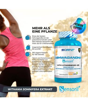 Ashwagandha Sensoril Capsules - 250mg with 10% Withanolides | High Dose Ashwagandha with Vitamin B3 & B5 | 100 Vegan Capsules for 100 Days - Optimize Stress & Wellness - Buy Online on GoSupps.com