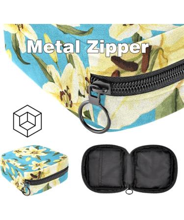 Hand-Drawn Lily Flower Zipper Bag - Portable Menstrual Pad & Cup Storage - Stylish Women's Napkin Organizer - Color 9 - Buy Online on GoSupps.com