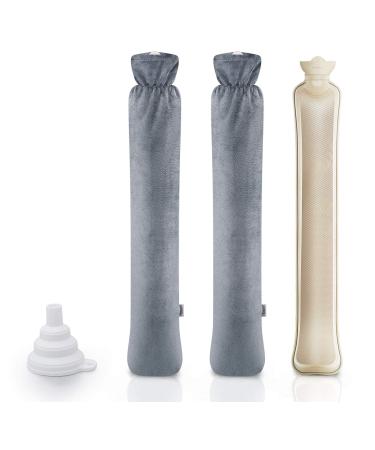 Heat bottle long heat bottle with soft cover 2 liters with 2 pieces of super soft covers 73 x 13cm high capacity hose heat bottle for shoulder neck heat bottle and belly 2 pieces (1 pack) - Buy Online on GoSupps.com