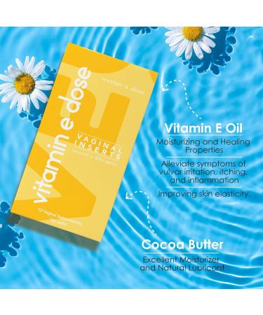 Mother's Dose Vitamin E Suppository - 30 IU Hormone-Free Moisturizer for Vaginal Dryness 10 Individually Sealed Inserts - USA Made 1 Month Supply - Buy Online on GoSupps.com