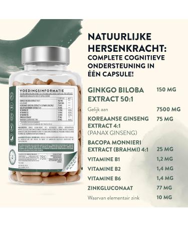 AAVALABS Ginkgo Biloba High Dose 7500mg 501 Extract Bacopa Monnieri Ginseng and Ginkgo Biloba Herbal Supplements with Vitamin B6 B1 B2 & Zinc 180 Nootropic Capsules - Buy Online on GoSupps.com