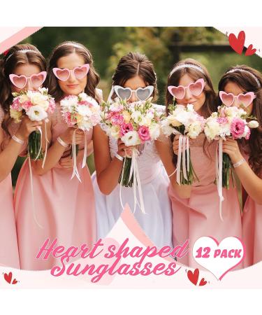 Konohan Bachelorette Party Supplies - 12 Sunglasses & Hair Ties Set (Pink/White) - Buy Online on GoSupps.com