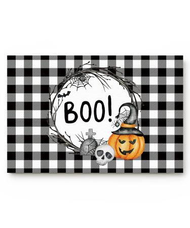 RESOYE 2Pcs Pumpkin Lattice Bedroom Carpet Door Mats Doormat Front Door Mat Non Slip Rubber Backing Floor Mat Switch Mat Halloween Entry Decor for Living Dining Dorm Room Bedroom Decor