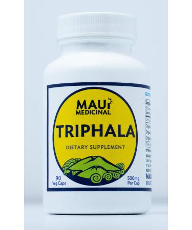 Maui Medicinal Herbs TRIPHALA 90 Veggie Capsules - 500mg per Capsule Organic Herbal Formula