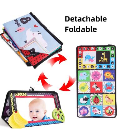 Zenovate Baby Mirror Toys - Foldable Montessori Sensory Toys for Newborns 0-12 Months | Crackling Book & Contrast Designs - Buy Online on GoSupps.com