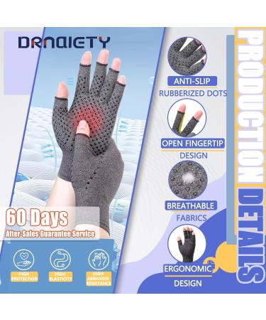 DRNAIETY Compression Gloves for Arthritis Relief | Fingerless Anti-Slip Gloves for Hand Pain Carpal Tunnel & Tendonitis - Medium Grey for Men & Women - Buy Online on GoSupps.com