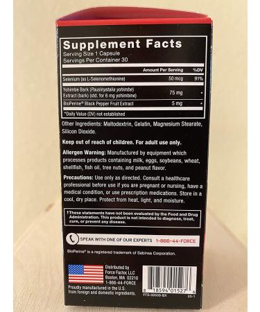 Force Factor Yohimbine Supplement for Men - 6mg Yohimbe Bark Extract for Enhanced Performance - 60 Capsules (2-Pack) - Buy Online on GoSupps.com