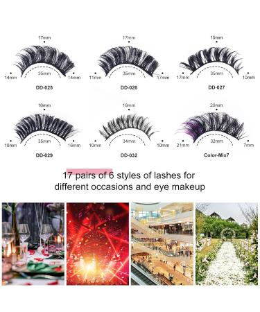 Shop 17 Pairs Faux Mink Cat Eye False Eyelashes - Fluffy Dramatic and Natural Russian Volume Styles - Buy Online on GoSupps.com