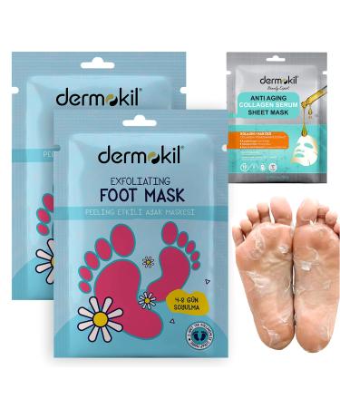Foot Peel Mask-Exfoliating Peel Off Foot Mask Repairs Cracked Feet Dry and Dead skin Calluses and Rough Heels. Foot Care Mask With Sheet Face Mask 2 Pack
