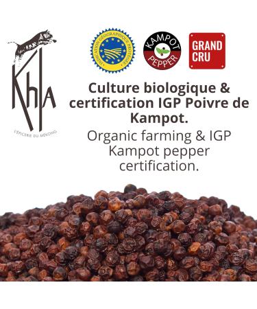 Khla - Certified Organic Kampot Red Pepper 80 g - Organic Peppercorn Sachet - Grand Cru Sweet & Fruity - Ingredient - Buy Online on GoSupps.com