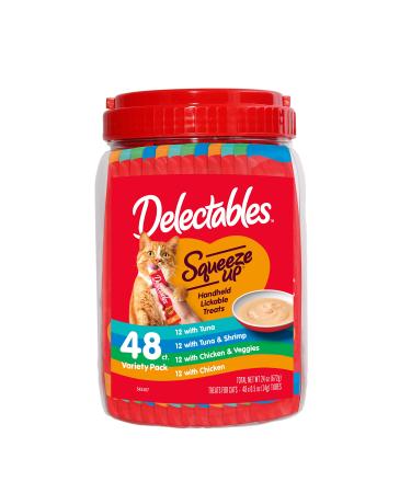 Hartz Delectables Squeeze Up Interactive Lickable Wet Cat Treats for Adult & Senior Cats, Multiple Flavors Variety 0.5 Ounce - 48 Count (Pack of 1)