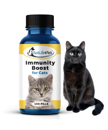 Immunity Boost for Cats Supplement  Helps Your Feline's Respiratory and Digestive System Fight Off Colds and Infections  All Natural, No Fuss Remedy (450 Pills)