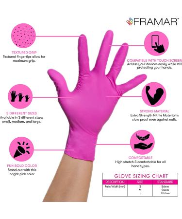 Framar Pink Nitrile Gloves Medium - Latex Free Cleaning Gloves (100 Pk) - Buy Online on GoSupps.com