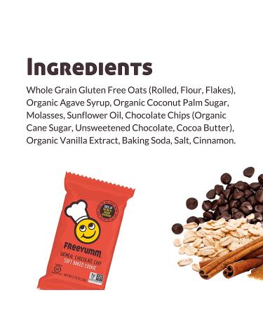 FreeYumm Oatmeal Chocolate Chip Soft Baked Cookies - Gluten-Free Plant-Based Snacks (Pack of 3) | Allergy-Friendly & Safe for School - 21 Individually Wrapped Cookies - Buy Online on GoSupps.com