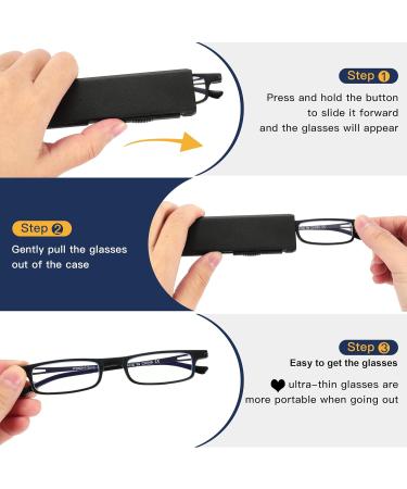 Ultra-Thin Folding Reading Glasses Anti Blue Ray | Lightweight TR90 Compact Readers for Men & Women - 2 PCS Black/Gunmetal 2.5x - Buy Online on GoSupps.com