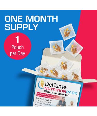 DeFlame Nutrition Pack - Daily Multivitamin with Omega 3 EPA & DHA Curcumin Bioflavonoids | 30 Packs - International Shipping Available - Buy Online on GoSupps.com