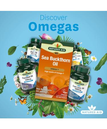 Nature's Aid Omega-7 Sea Buckthorn Oil 500mg - 60 Vegetarian Softgels - Buy Online on GoSupps.com